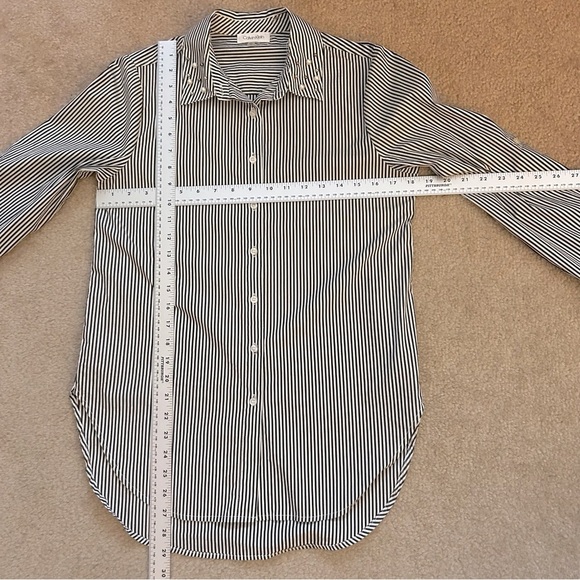 Calvin Klein Black and White Striped Long Sleeve Button Down Shirt - Picture 7 of 9